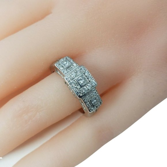 Vintage Charriol 18 Karat White Gold and Diamond Ring Size 6.75 #11233 - Picture 10 of 11